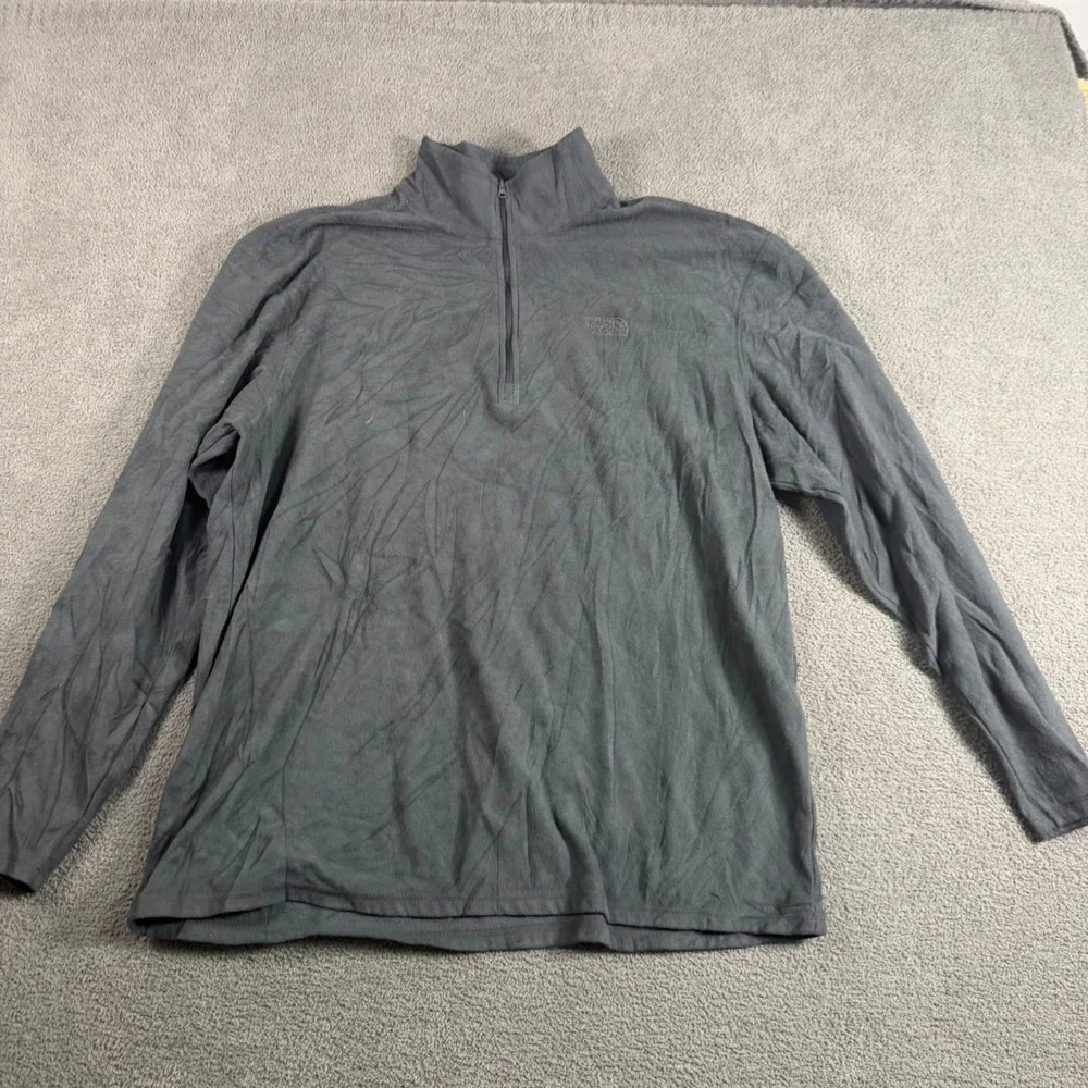 The North Face Mens XL TKA 100 Fleece 1/4 Zip Pullover Jacket Dark Gray Solid
